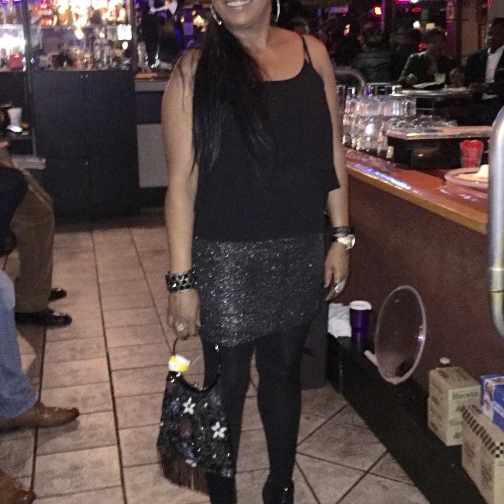 BCBgeneration Black Mini Skirt w/ silver detail.